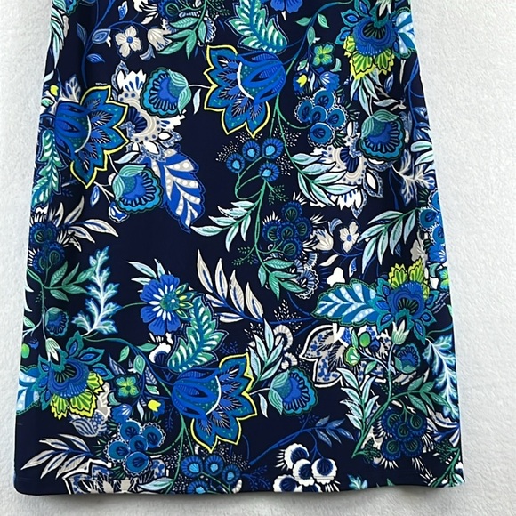 Alex Women’s Knit Sheath Dress Size 14 Blue/Green/White Polyester/ Spandex EUC - Picture 4 of 10